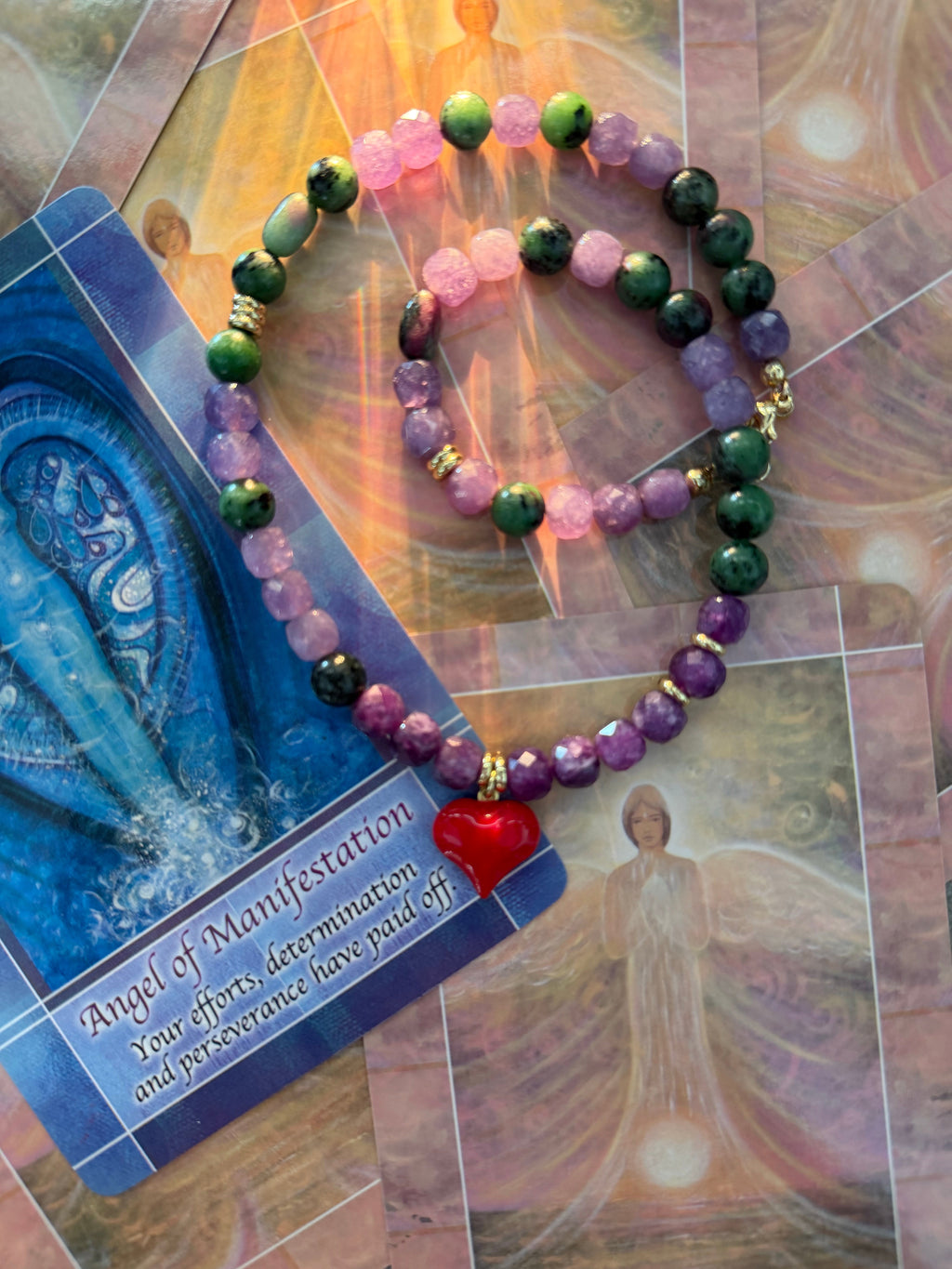 Intuitive Heart necklace with tarot card
