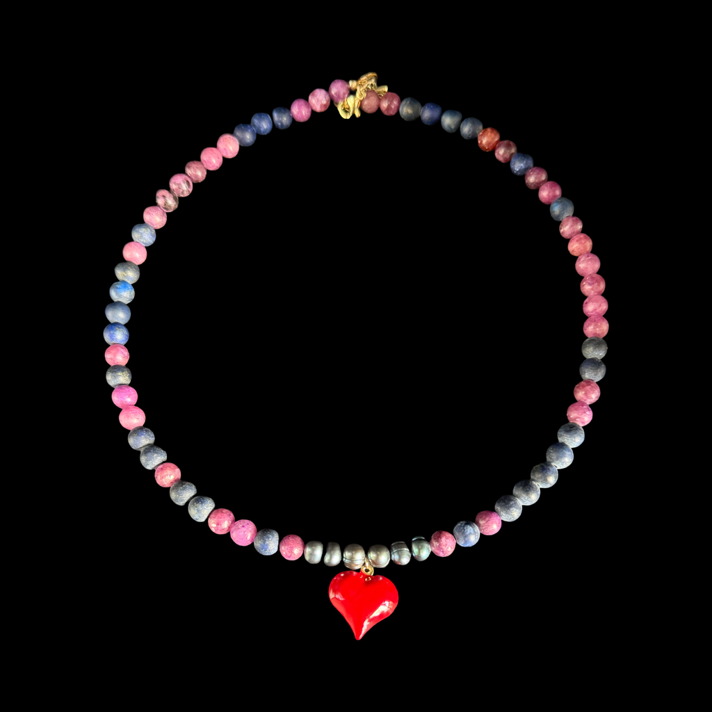 Evolving Heart necklace on black